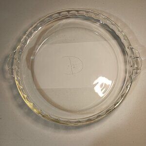 Vintage Pyrex Clear Glass Pie Dish 229 Crimped Edge 9 1/2" Fluted Handles 1 Dish